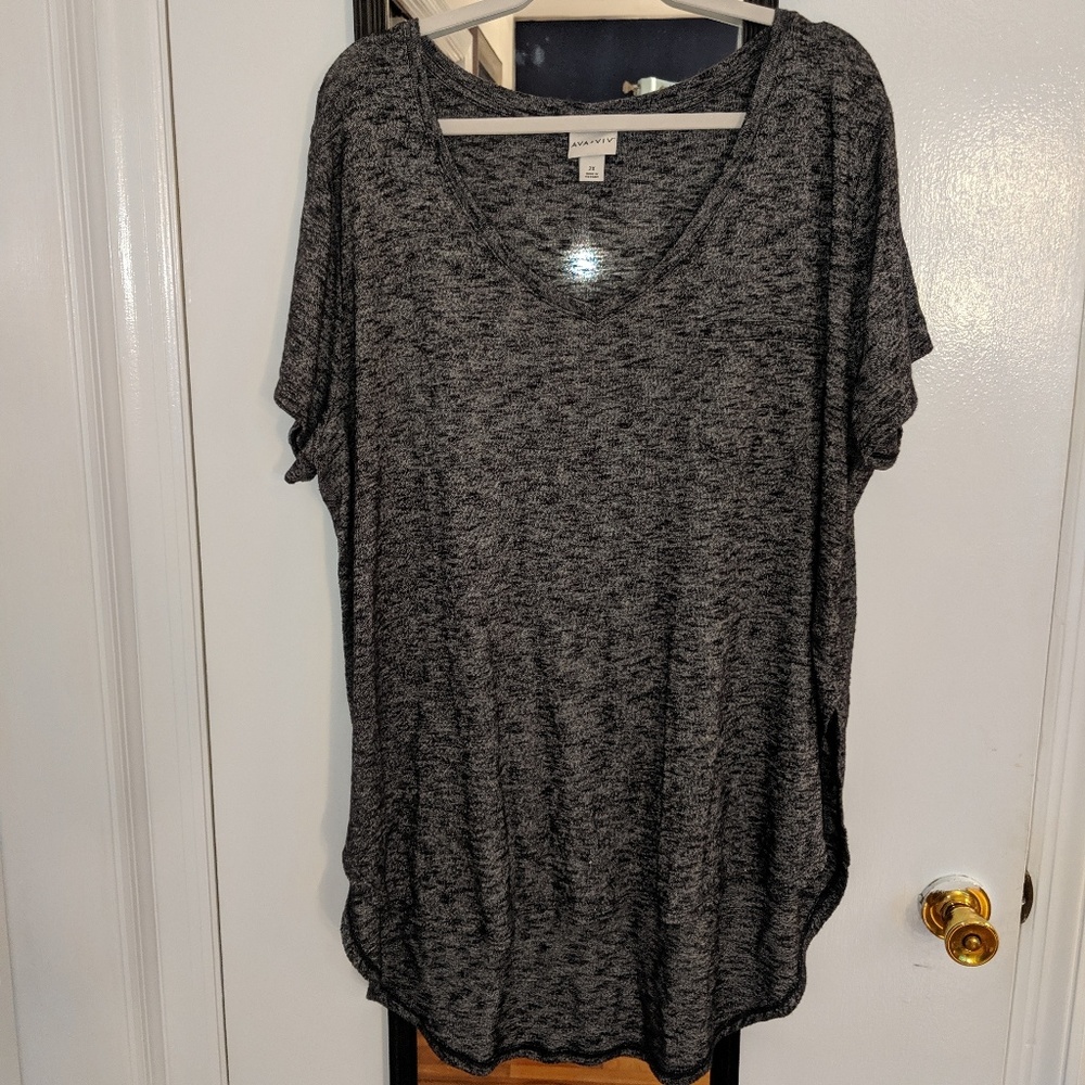 Target Ava + Viv Gray Heather Marked V Neck Top